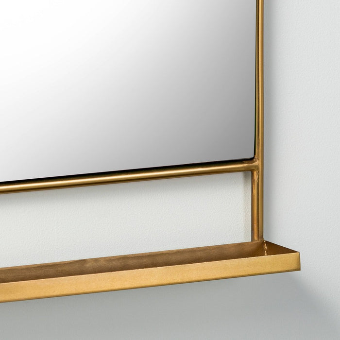 Arched Metal Frame Mirror with Shelf Brass Finish - Hearth & Hand with Magnolia (LOCAL PICKUP ONLY)