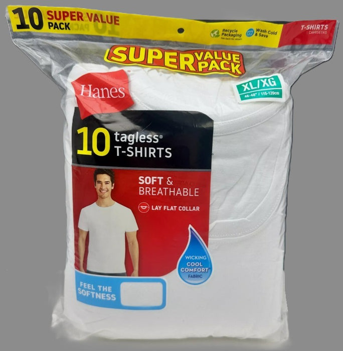 Hanes Men's Moisture-Wicking Crewneck Undershirt 10pk - White XL