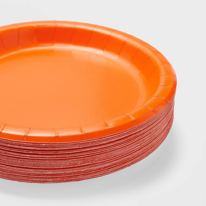 40ct Fall Dinner Plate Orange - Spritz
