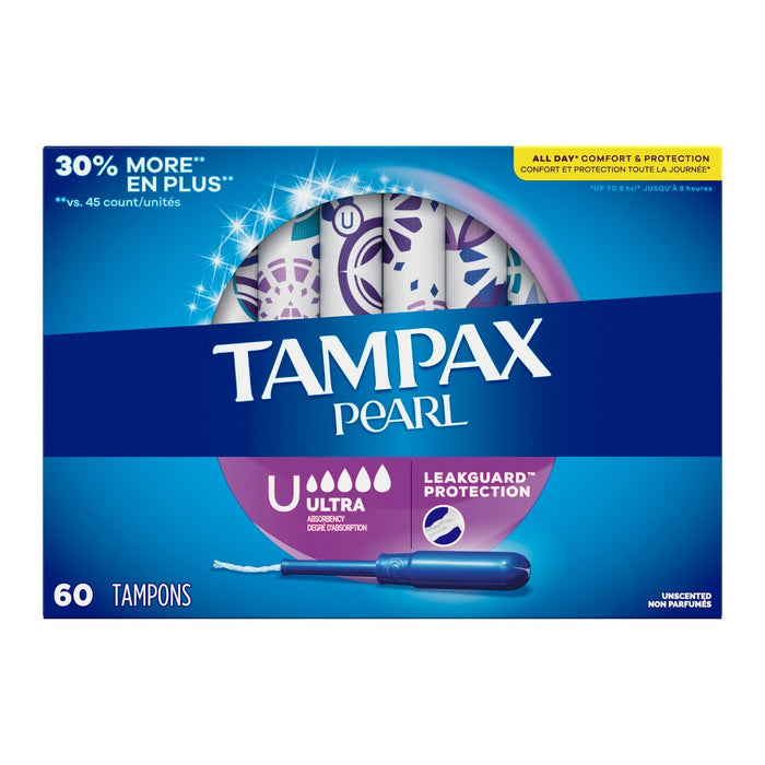 Tampax Pearl Ultra Absorbency with LeakGuard Braid Tampons - Unscented - 60ct