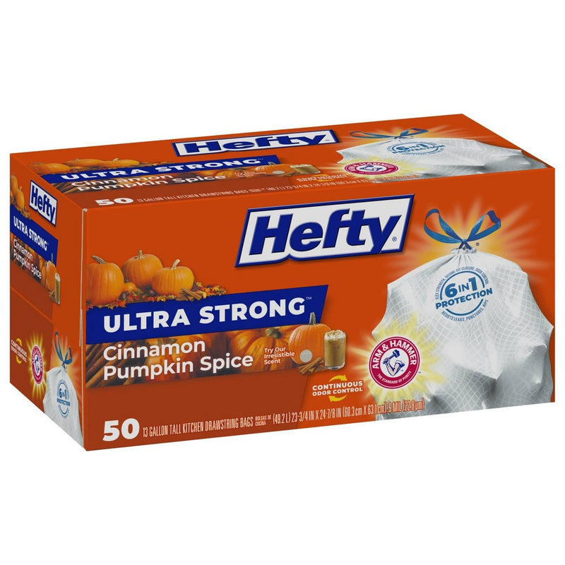 Hefty Ultra Strong Tall Kitchen Trash Bags - Cinnamon Pumpkin Spice - 13 Gallon/50ct