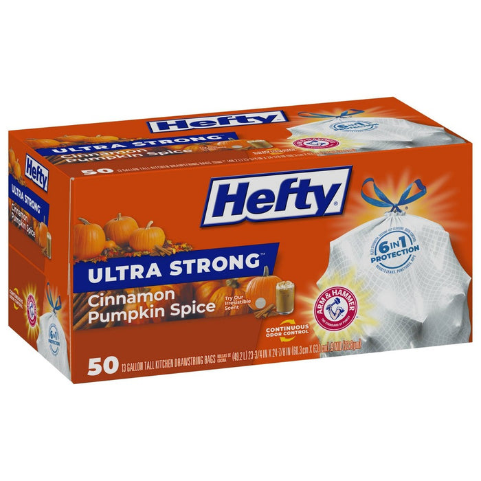 Hefty Ultra Strong Tall Kitchen Trash Bags - Cinnamon Pumpkin Spice - 13 Gallon/50ct