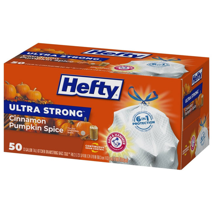 Hefty Ultra Strong Tall Kitchen Trash Bags - Cinnamon Pumpkin Spice - 13 Gallon/50ct