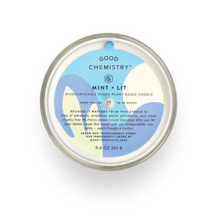 Good Chemistry Refillable Glass Candle Mint and Lit - 8.3 oz