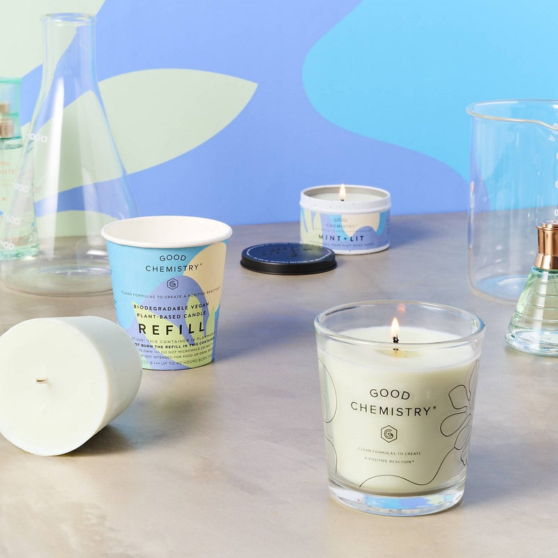 Good Chemistry Refillable Glass Candle Mint and Lit - 8.3 oz