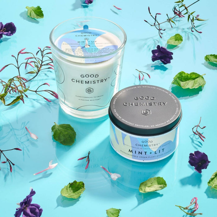 Good Chemistry Refillable Glass Candle Mint and Lit - 8.3 oz