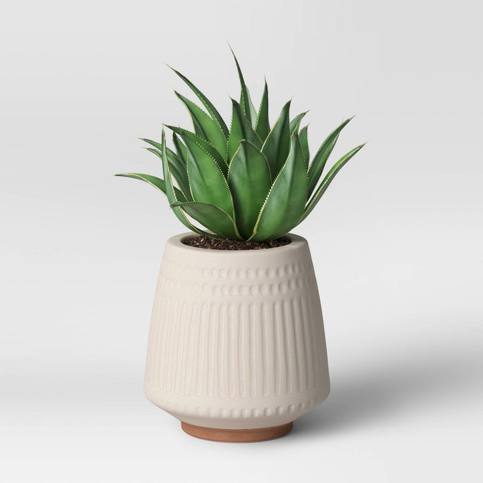 8" Wide Textured Ceramic Planter Pots White - Opalhouse