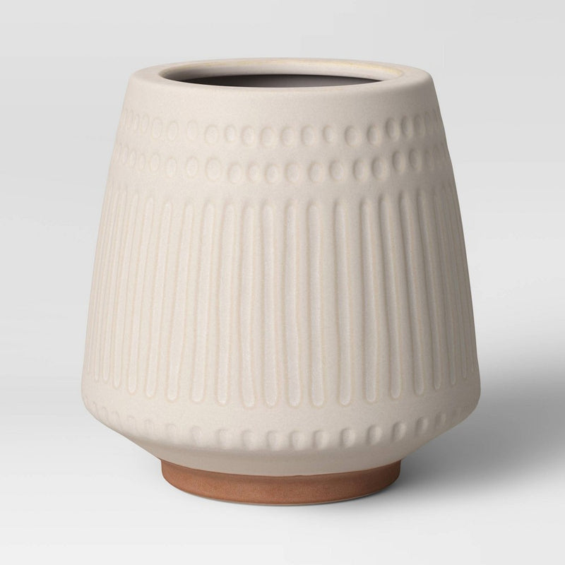 8" Wide Textured Ceramic Planter Pots White - Opalhouse