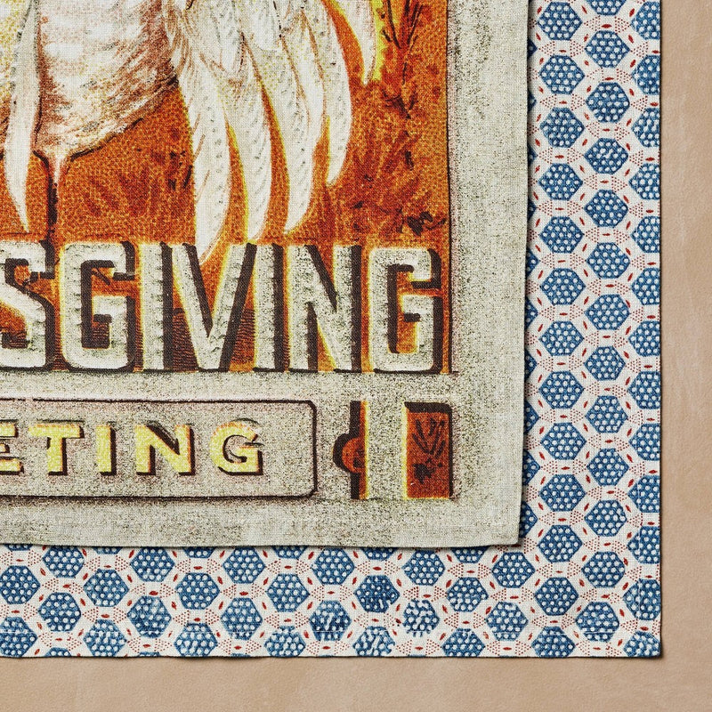 2pk Fall Turkey Cards 20"x30" Tea Towel Set - John Derian for Target