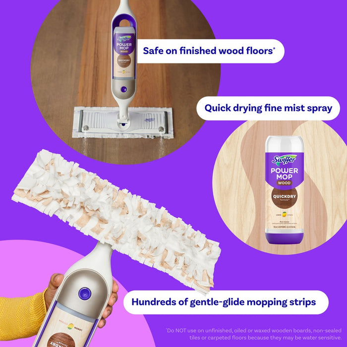Swiffer Power Mop Wood Mop Kit for Wood Floor Cleaning