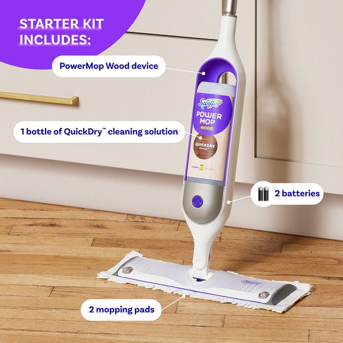 Swiffer Power Mop Wood Mop Kit for Wood Floor Cleaning