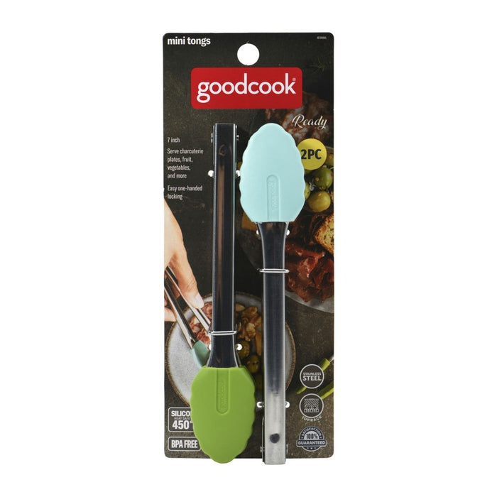 GoodCook Ready 2pk Stainless Steel with Silicone Tips Mini Tongs