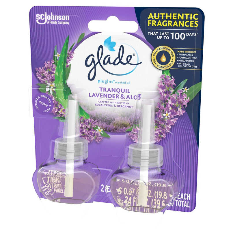 Glade PlugIns Scented Oil Air Freshener Refills - Tranquil Lavender & Aloe - 3.32 fl oz/2pk