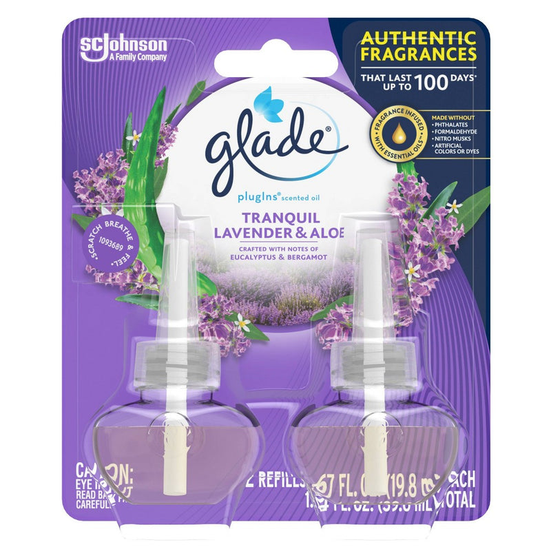 Glade PlugIns Scented Oil Air Freshener Refills - Tranquil Lavender & Aloe - 3.32 fl oz/2pk
