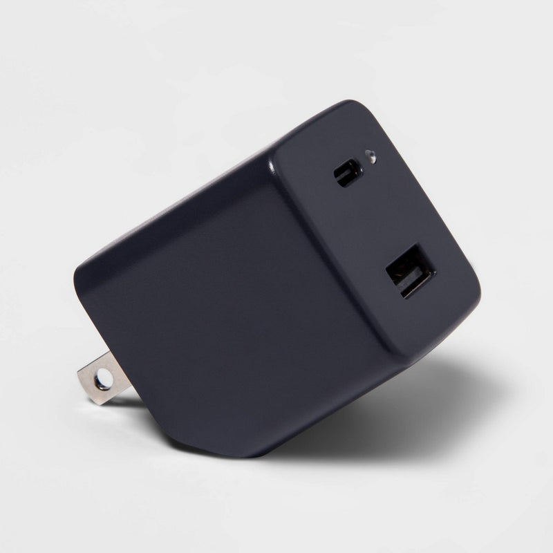 Dual Port 25W USB-A and USB-C Wall Charger - heyday Dusk Blue