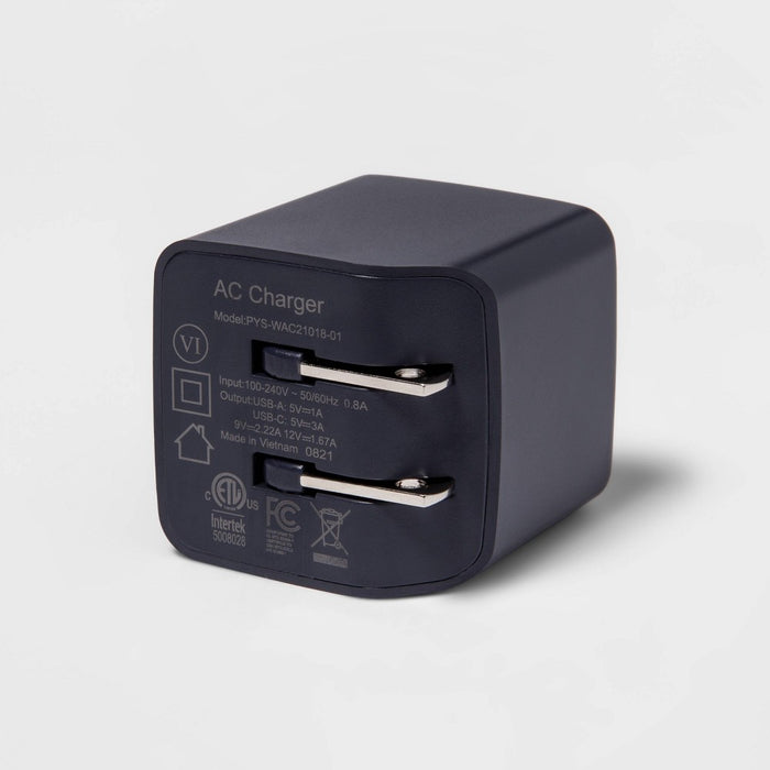 Dual Port 25W USB-A and USB-C Wall Charger - heyday Dusk Blue