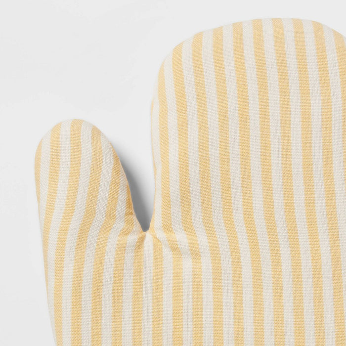 2pc Cotton Striped Oven Mitt and Pot Holder Set Yellow - Threshold