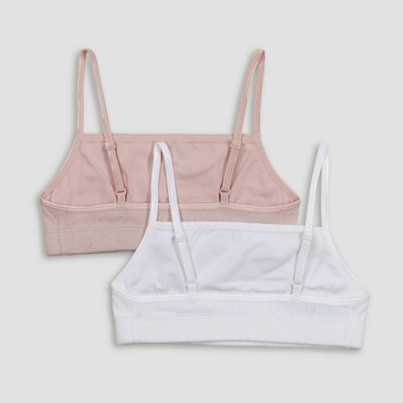 Hanes Girls' 2pk Pointelle Square Neck Bralette - Rose/White L