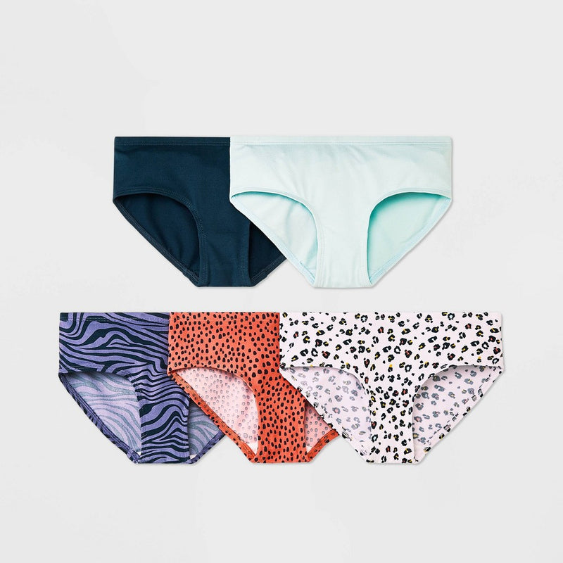Girls' 5pk Brushed Microfiber Hipster - art class M