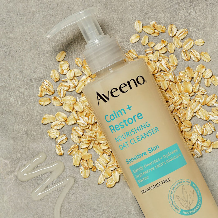 Aveeno Calm + Restore Face Cleanser for Sensitive Skin with Nourishing Oat & Feverfew - Fragrance Free - 7.8 fl oz