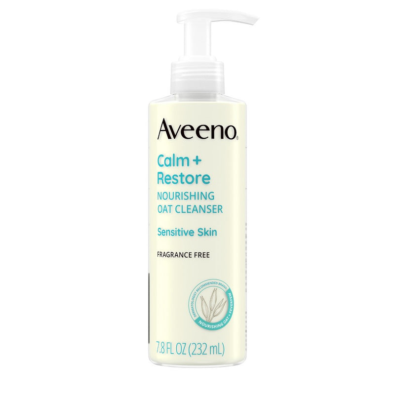 Aveeno Calm + Restore Face Cleanser for Sensitive Skin with Nourishing Oat & Feverfew - Fragrance Free - 7.8 fl oz