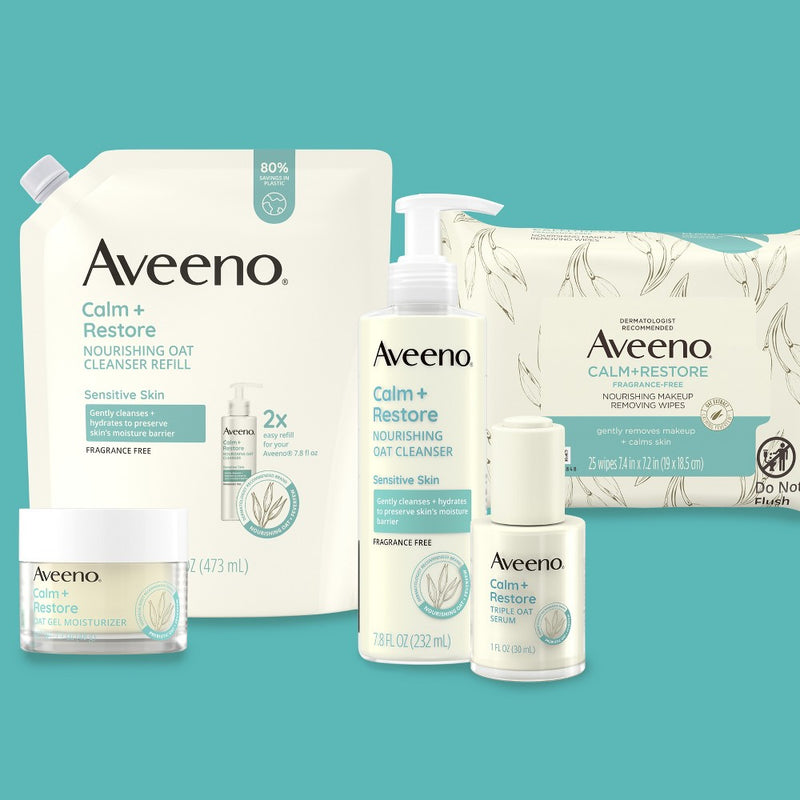 Aveeno Calm + Restore Face Cleanser for Sensitive Skin with Nourishing Oat & Feverfew - Fragrance Free - 7.8 fl oz