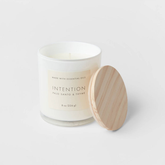 8oz Wood Lidded Glass Wellness Intention Candle - Threshold