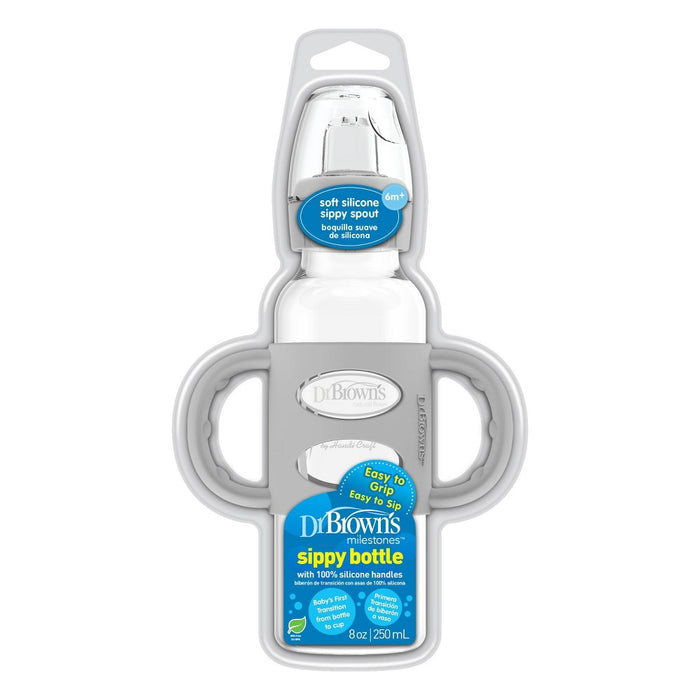 Dr. Brown's Options + Sippy Bottle with Silicone Handles - Gray - 8oz