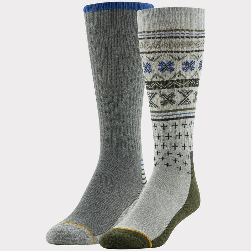 Goldtoe Signature Collection Men's Nordic Hiker Crew Trail Socks 2pk - Light Gray/Charcoal Gray 6-12.5