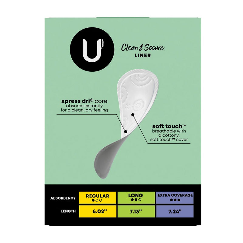 U by Kotex Clean & Secure Fragrance Free Panty Liners - Light Absorbency - 80ct