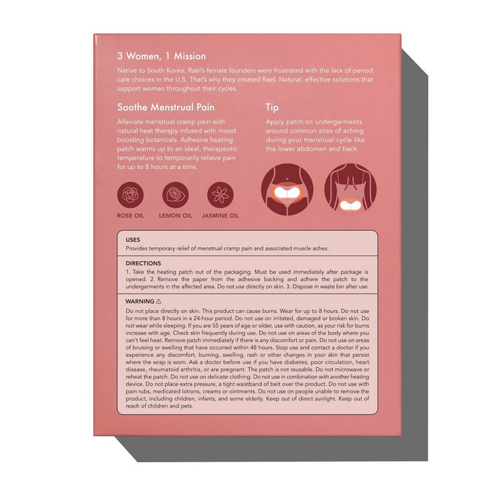 Rael Heating Patch for Menstrual Cramps with Extra Coverage - 3ct