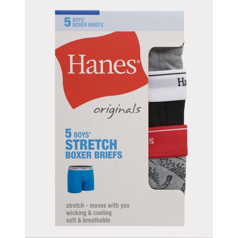 Hanes Boys' 5pk Originals Camo Boxer Briefs - Gray/Black XL