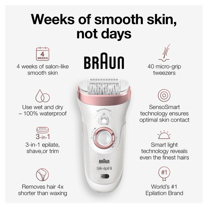 Braun Silk-epil 9-720 2-in-1 Women's Cordless Wet & Dry Epilator