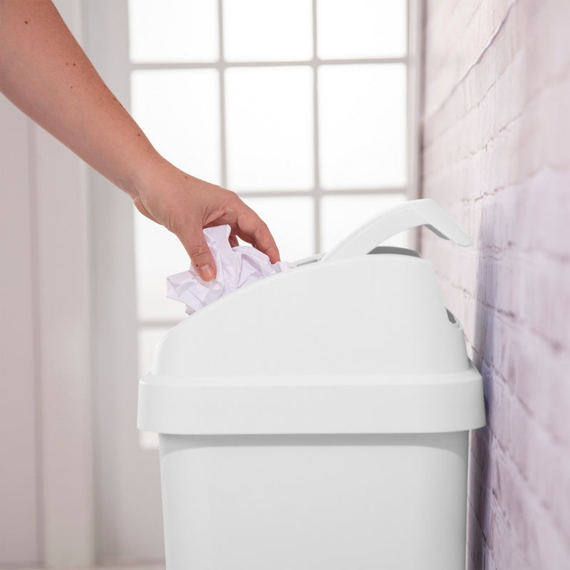 13gal Swing Top Waste Basket White - Brightroom (LOCAL PICKUP ONLY)