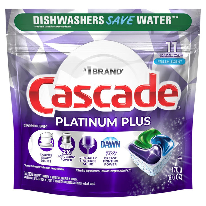 Cascade Fresh Platinum Plus Action Pacs Dishwasher Detergents - 11ct