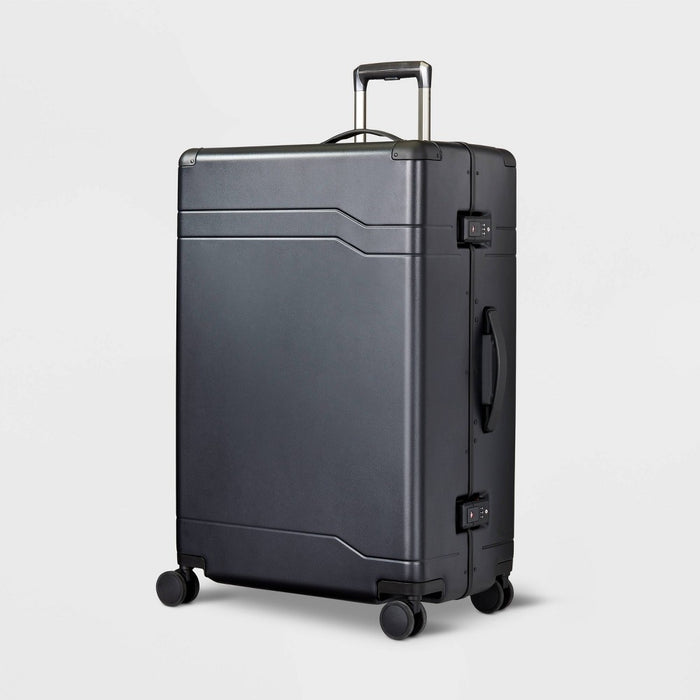 Signature Hardside Trunk Large Checked Spinner Suitcase Black - Open Story (LOCAL PICKUP ONLY)