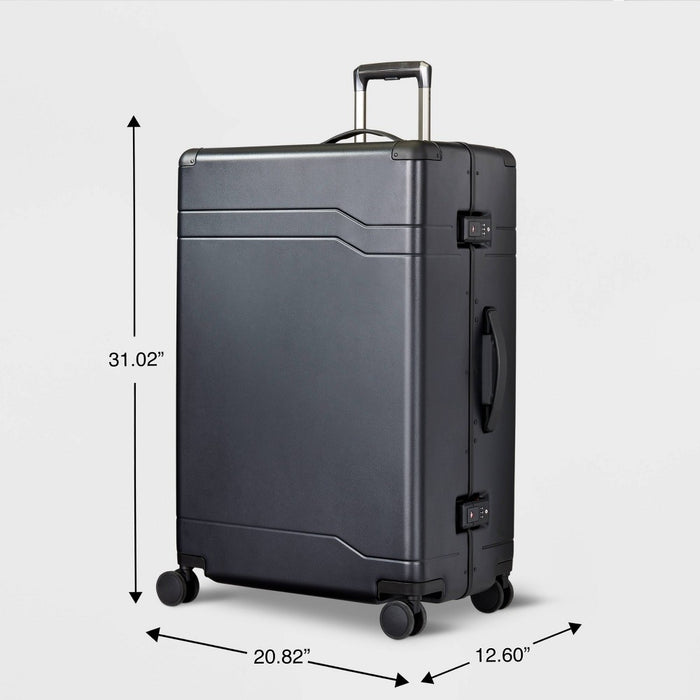 Signature Hardside Trunk Large Checked Spinner Suitcase Black - Open Story (LOCAL PICKUP ONLY)