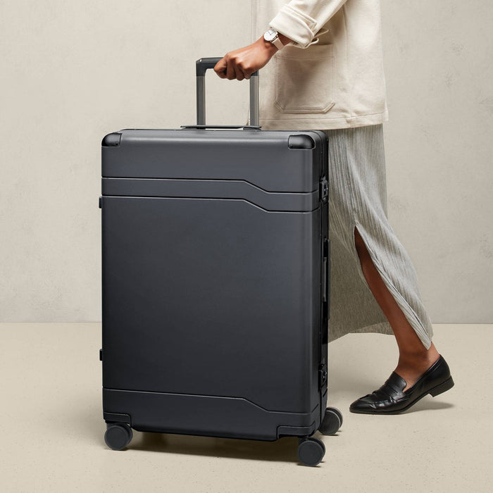 Signature Hardside Trunk Large Checked Spinner Suitcase Black - Open Story (LOCAL PICKUP ONLY)