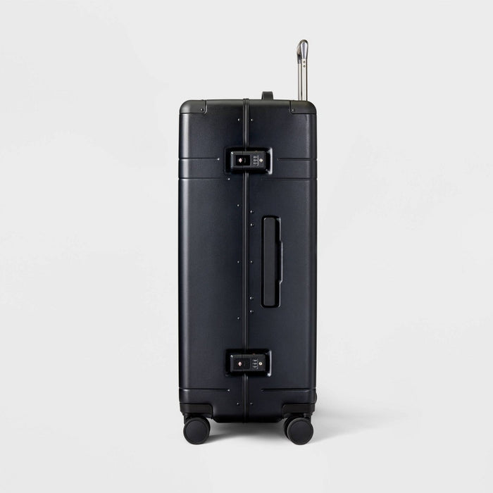 Signature Hardside Trunk Large Checked Spinner Suitcase Black - Open Story (LOCAL PICKUP ONLY)