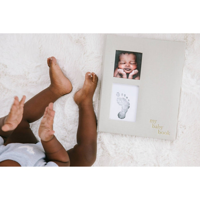 Pearhead Linen Baby Memory Book - Gray Linen