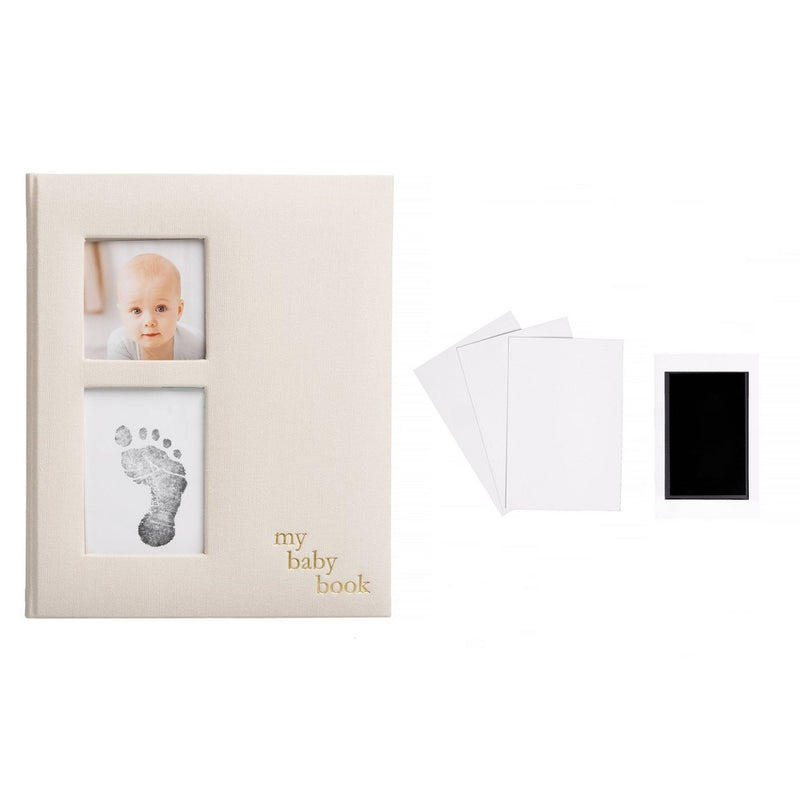 Pearhead Linen Baby Memory Book - Gray Linen