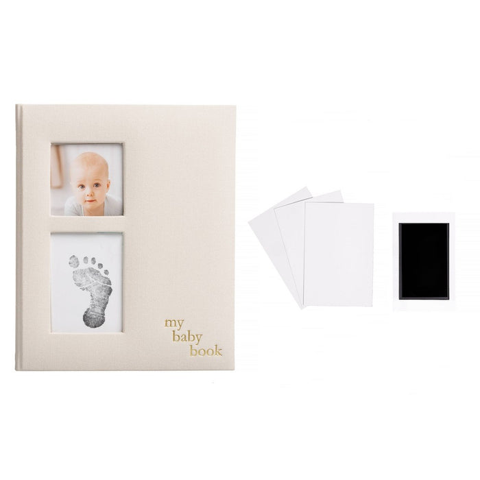 Pearhead Linen Baby Memory Book - Gray Linen