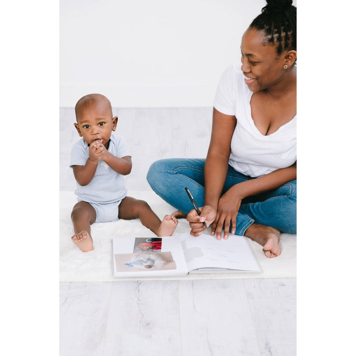 Pearhead Linen Baby Memory Book - Gray Linen
