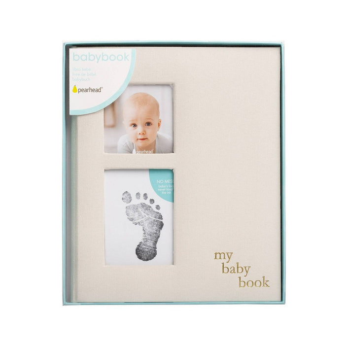Pearhead Linen Baby Memory Book - Gray Linen