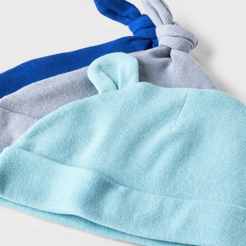 Baby Boys' 3pk Basic Hat - Cloud Island Navy Blue Newborn