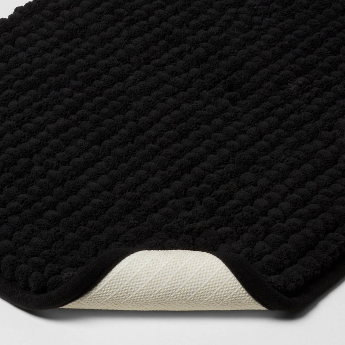 17"x24" Chunky Chenille Memory Foam Bath Rug Black - Room Essentials6