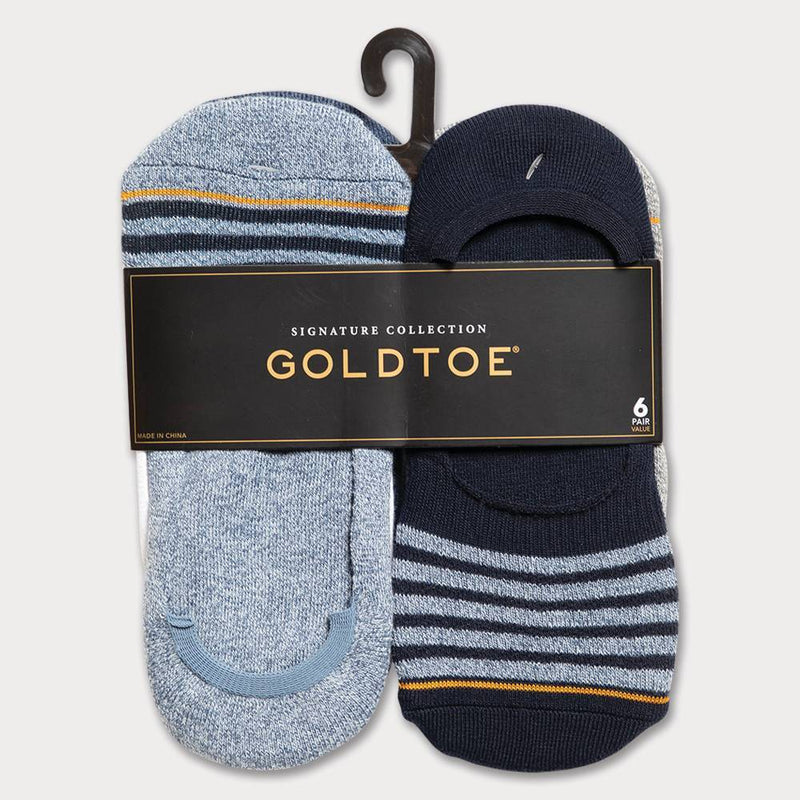 Signature Gold by GOLDTOE Men's Repreve Modern Essential Invisible Socks 6pk - Denim Blue 6-12.5