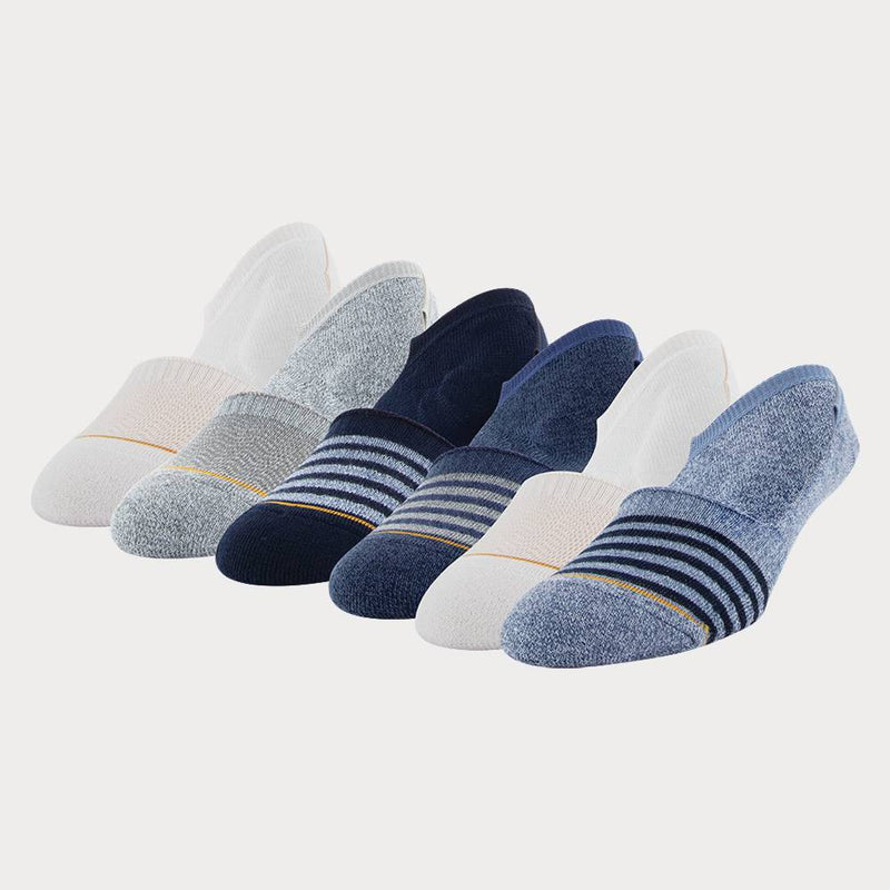 Signature Gold by GOLDTOE Men's Repreve Modern Essential Invisible Socks 6pk - Denim Blue 6-12.5