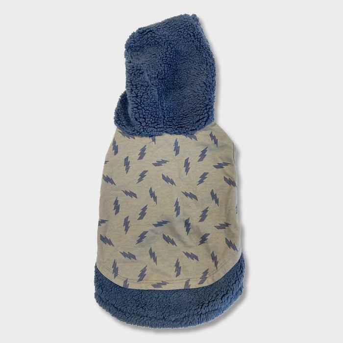 Grayson Pup Lightning Bolts Layered Dog Hoodie - Gray - L