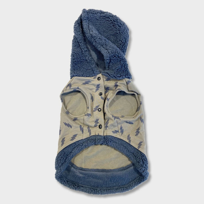 Grayson Pup Lightning Bolts Layered Dog Hoodie - Gray - L